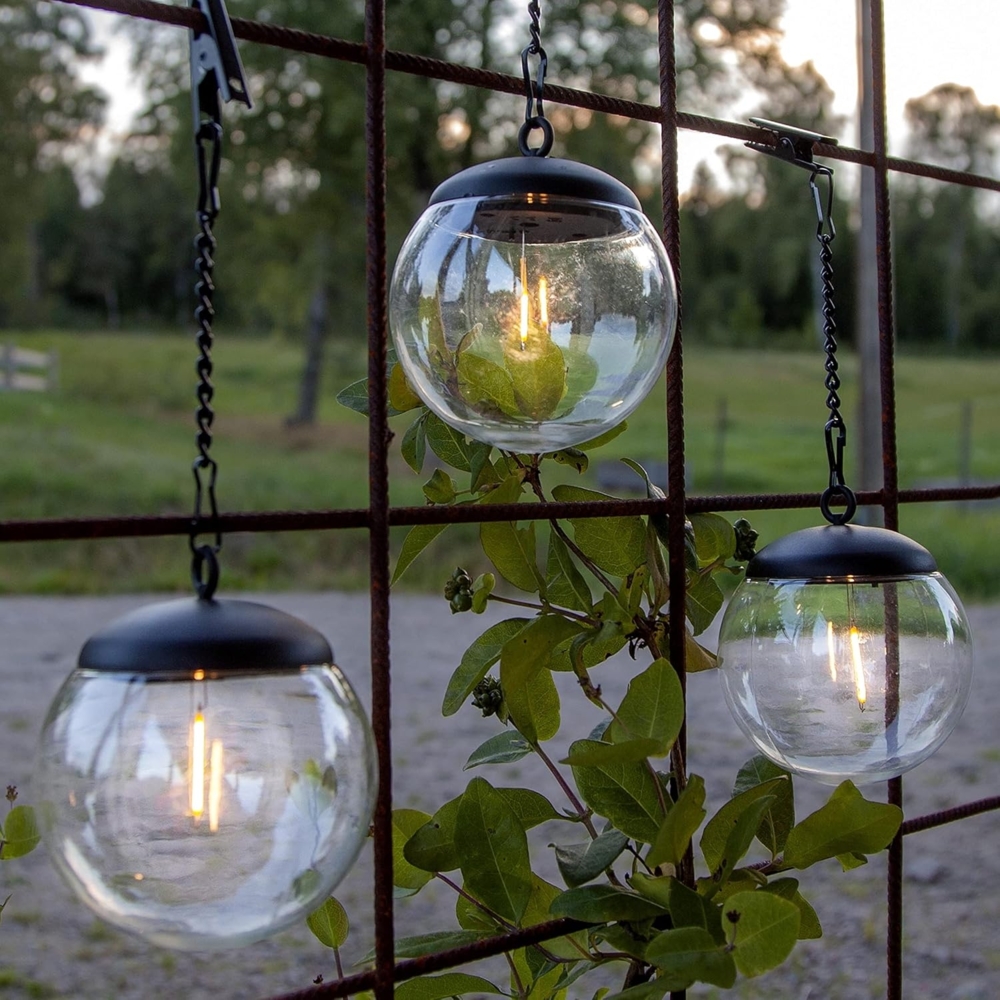 LED-Solar-Kugeln "Globe", 3er Set, weiß/schwarz Bild 1