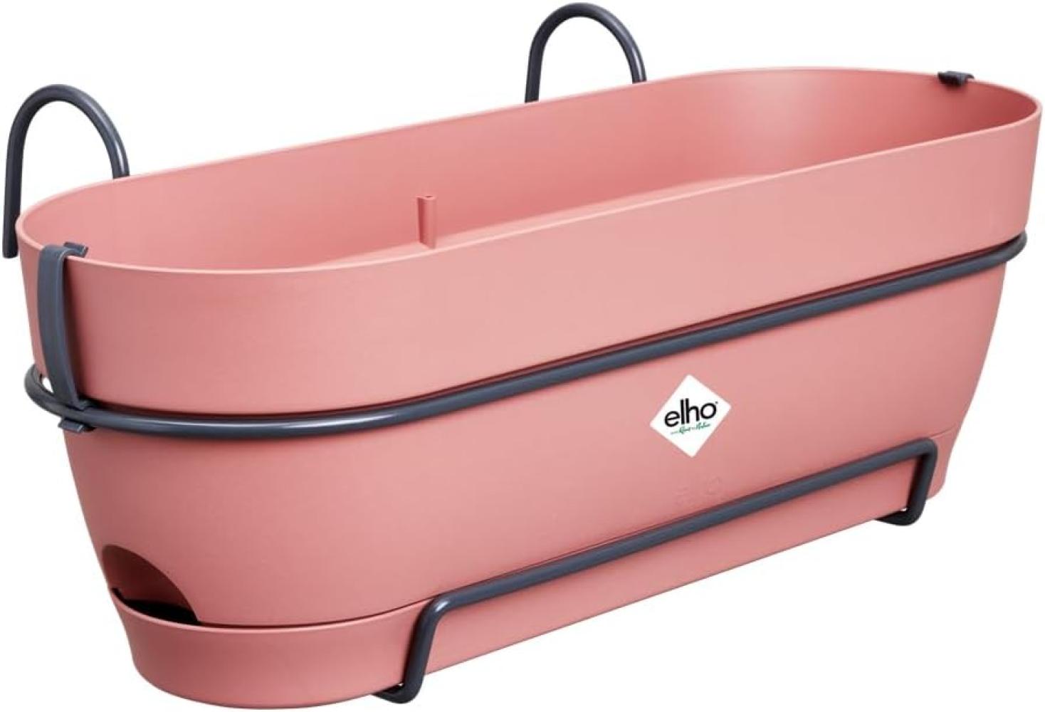 elho Vibia Campana Balkonkasten Allin1 50 mit Wasserreservoir - Übertopf für Balkon - 100% recyceltem Plastik - Ø 50. 4 x H 17. 7 cm - Rosa/Puderrosa Bild 1