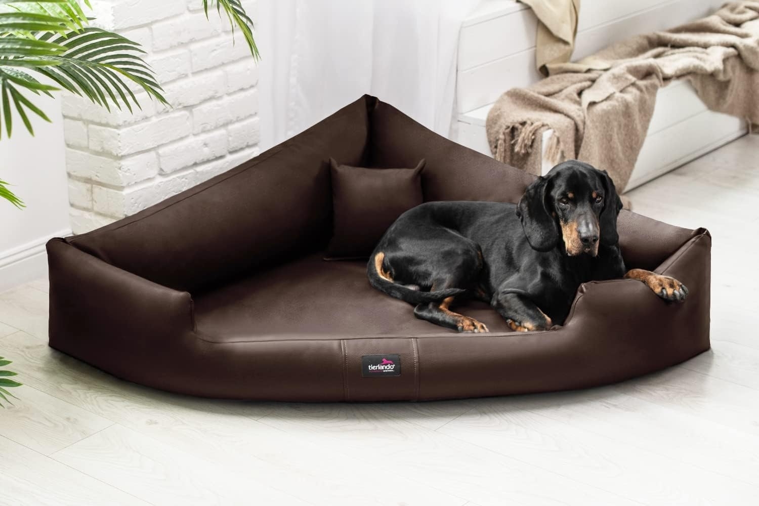 tierlando® Tierbett tierlando® TRIVIA, Orthopädisches Eckhundebett Kunstleder Hundebett D Bild 1