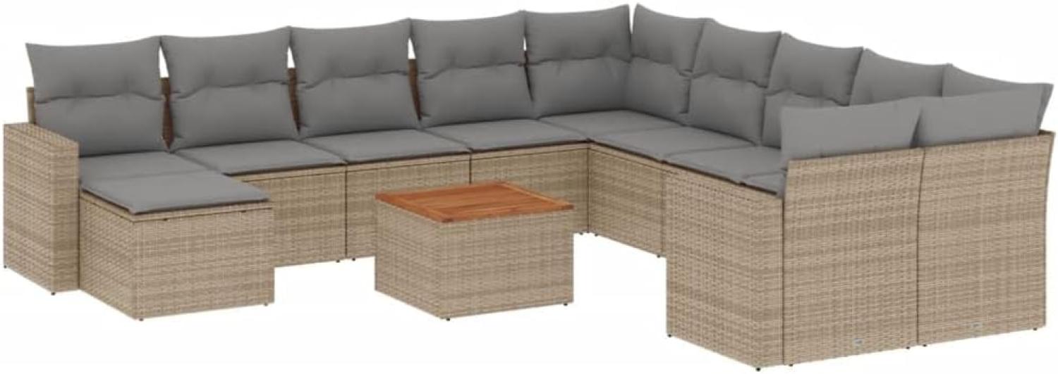 vidaXL 12-tlg. Garten-Sofagarnitur mit Kissen Beige Poly Rattan 3224421 Bild 1