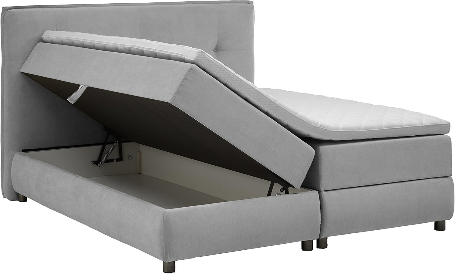 Atlantic Home Collection TILO Boxspringbett mit Bettkasten, 180x200 cm, Stoff, hellgrau, 180 x 200 cm Bild 1