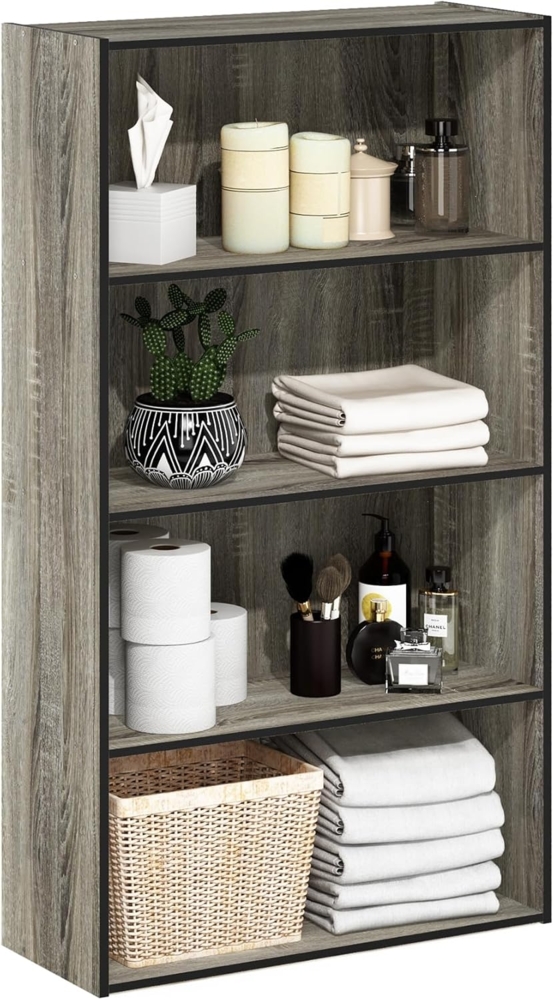 Furinno Pasir Bücherregal mit 4 Fächern, Französische Eiche/Grau, 23. 88x59. 94x105. 92 cm Bild 1