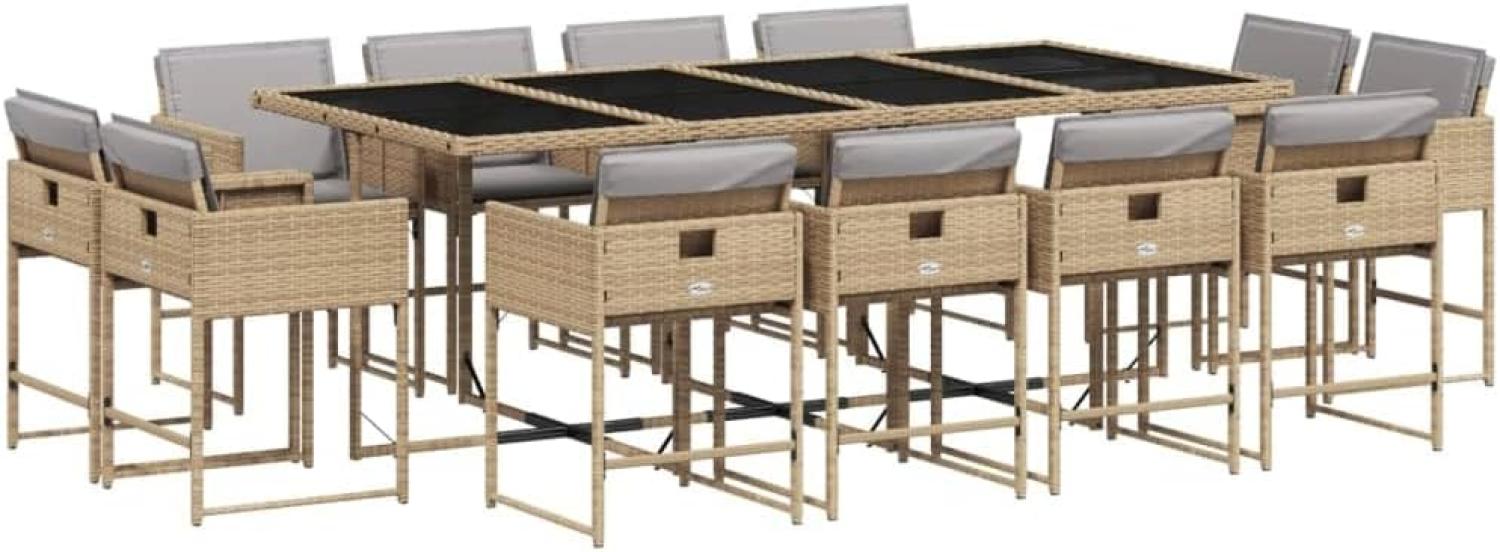 vidaXL 13-tlg. Garten-Essgruppe mit Kissen Beigemischung Poly Rattan 3211404 Bild 1