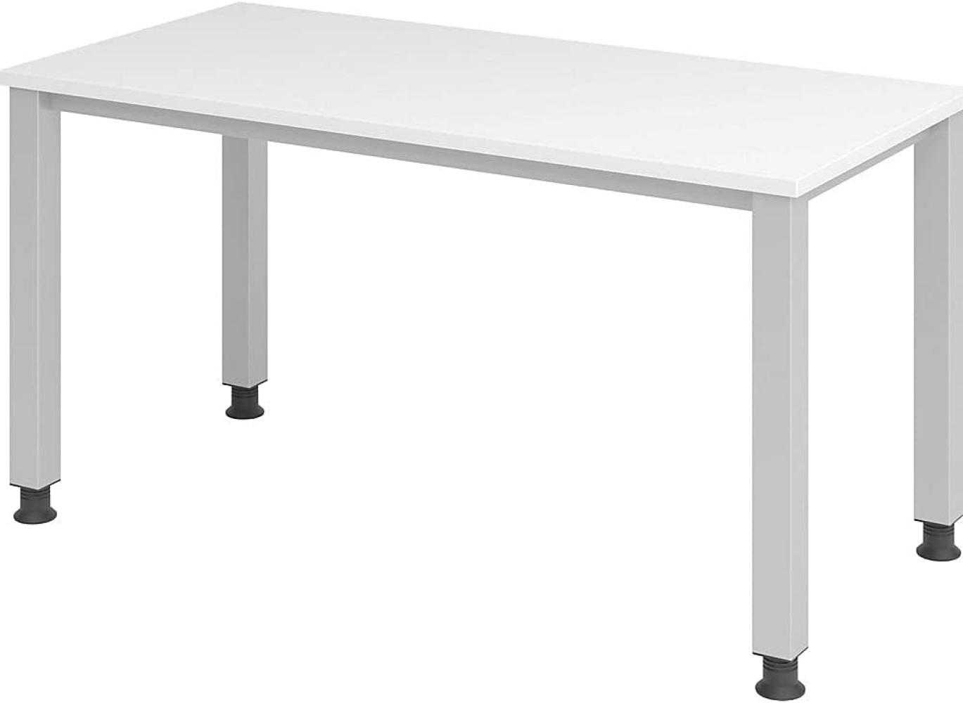 Schreibtisch 4-Fuß-rund 140x67cm Weiß/Silber Bild 1