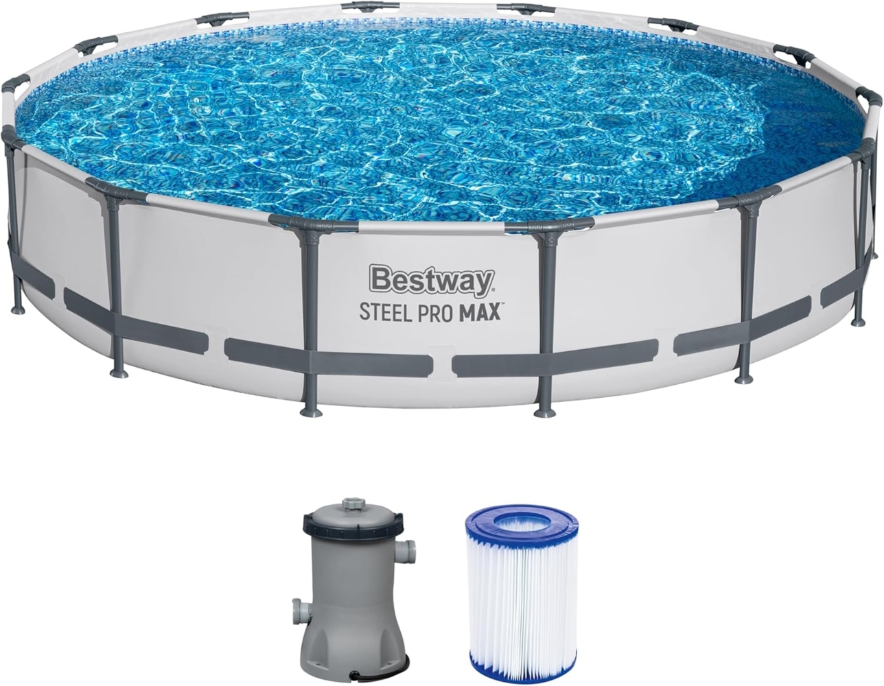 Steel Pro MAX™ Frame Pool Set mit Filterpumpe Ø 427 x 84 cm, lichtgrau, rund Bild 1