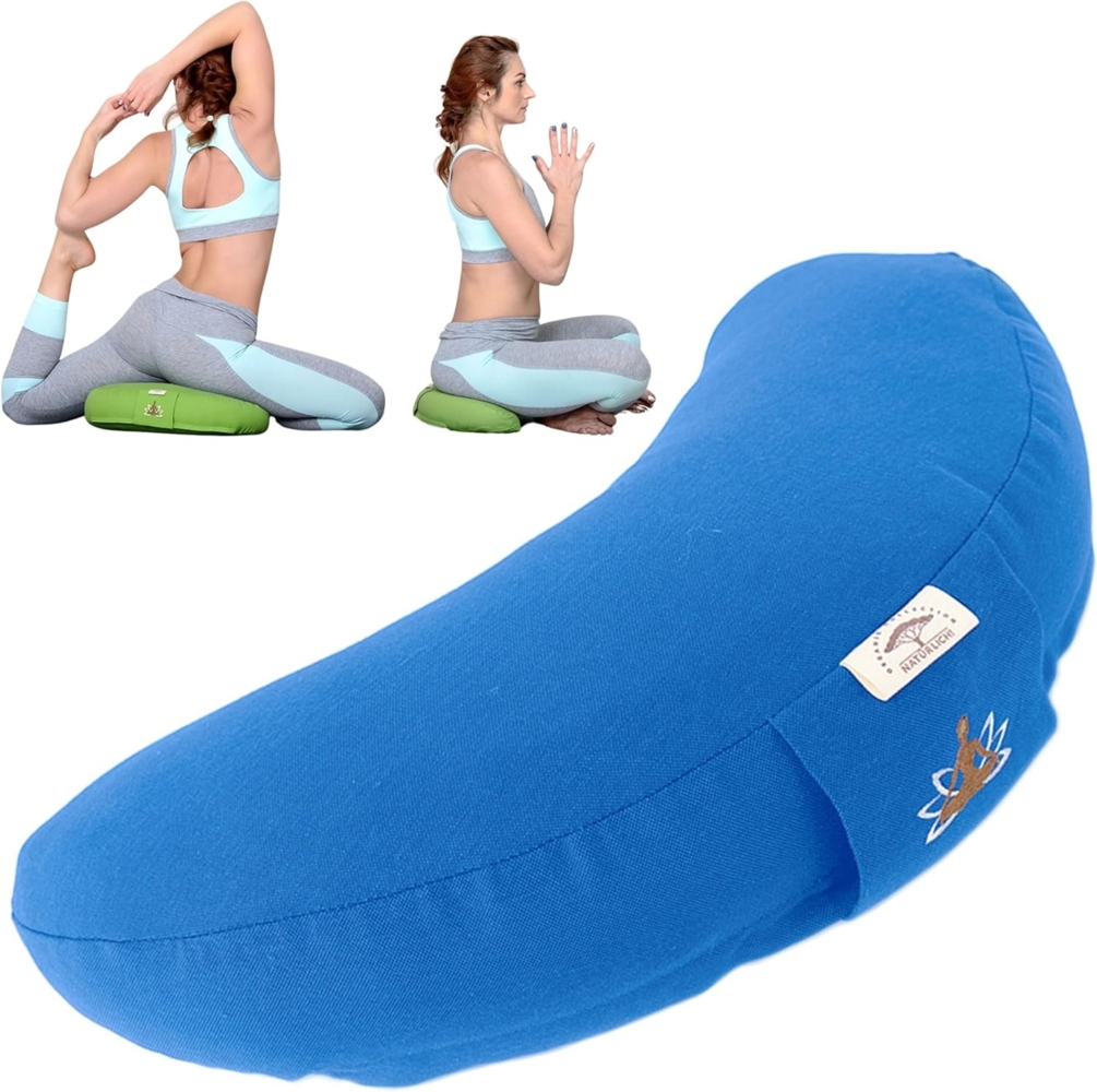 SEI Design Yogakissen Meditationskissen Yogakissen Halbmond mit Buchweizenschalen Füllung, gesticktes Motiv Bild 1