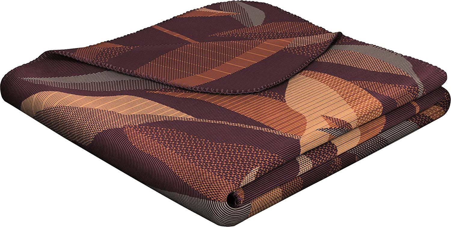 Biederlack Wohndecke Glow Größe 150x200 cm Blätter rot/braun Plaid Bild 1