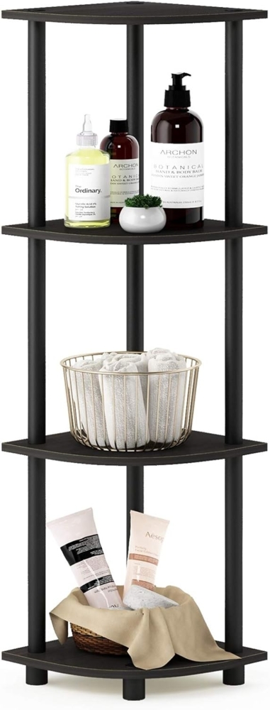 Furinno 4-stufiges-Eckregal, Espresso/Schwarz, 29. 46x29. 46x110. 49 cm Bild 1