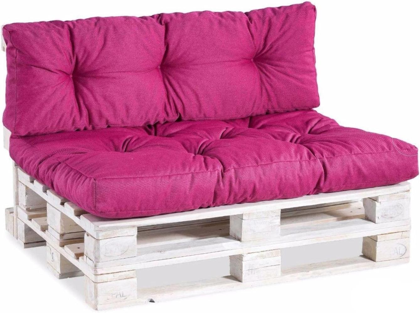 Gutekissen®, Palettenkissen, Gartensofakissen, gesteppte Kissen gefüllt mit granuliertem Poulirette-Schaum (Sitzkissen 120x60, gesteppt Pink) Bild 1