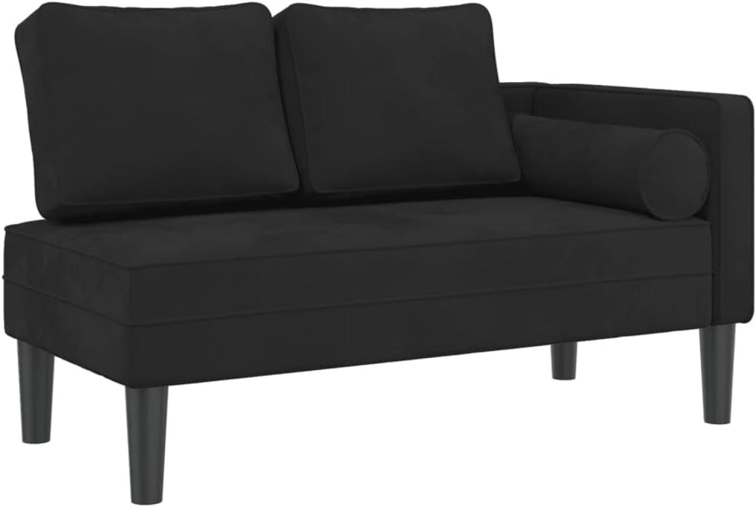 vidaXL Chaiselongue mit Kissen Schwarz Samt Bild 1