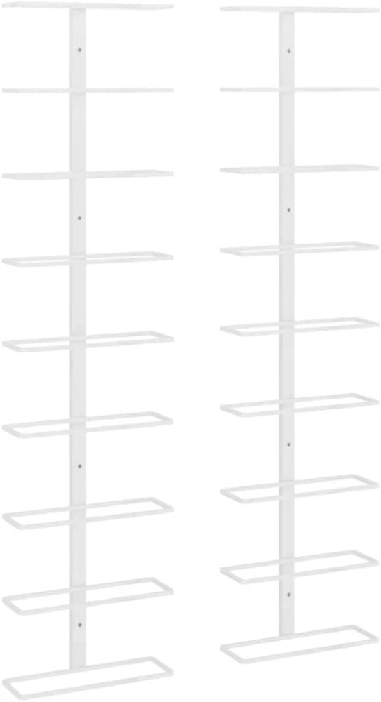 vidaXL Wand-Weinregal für 9 Flaschen 2 Stk. Weiß Eisen 340902 Bild 1
