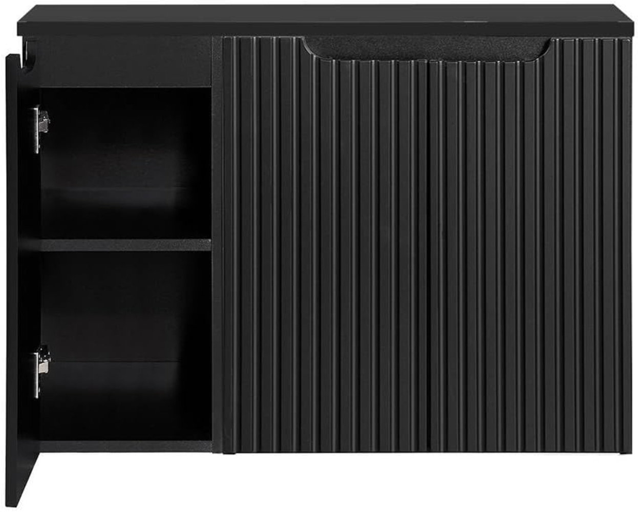 Waschbeckenunterschrank Skelbolu mit 3 Türen 90 x 60 x 40 cm Schwarz [en. casa] Bild 1