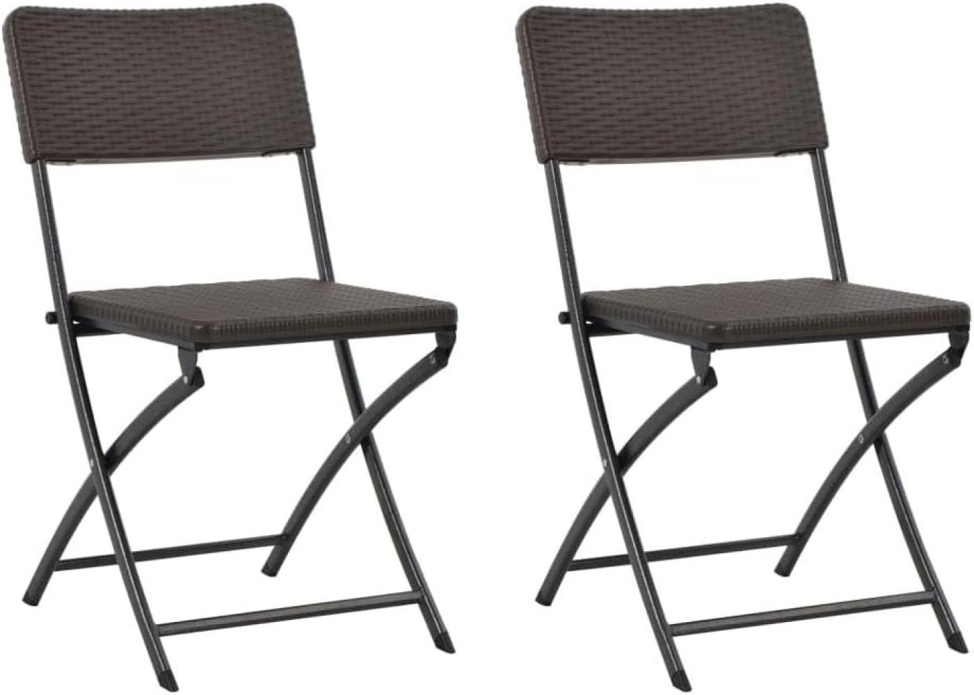 vidaXL Klappbare Gartenstühle 2 Stk. HDPE und Stahl Braun 44551 Bild 1