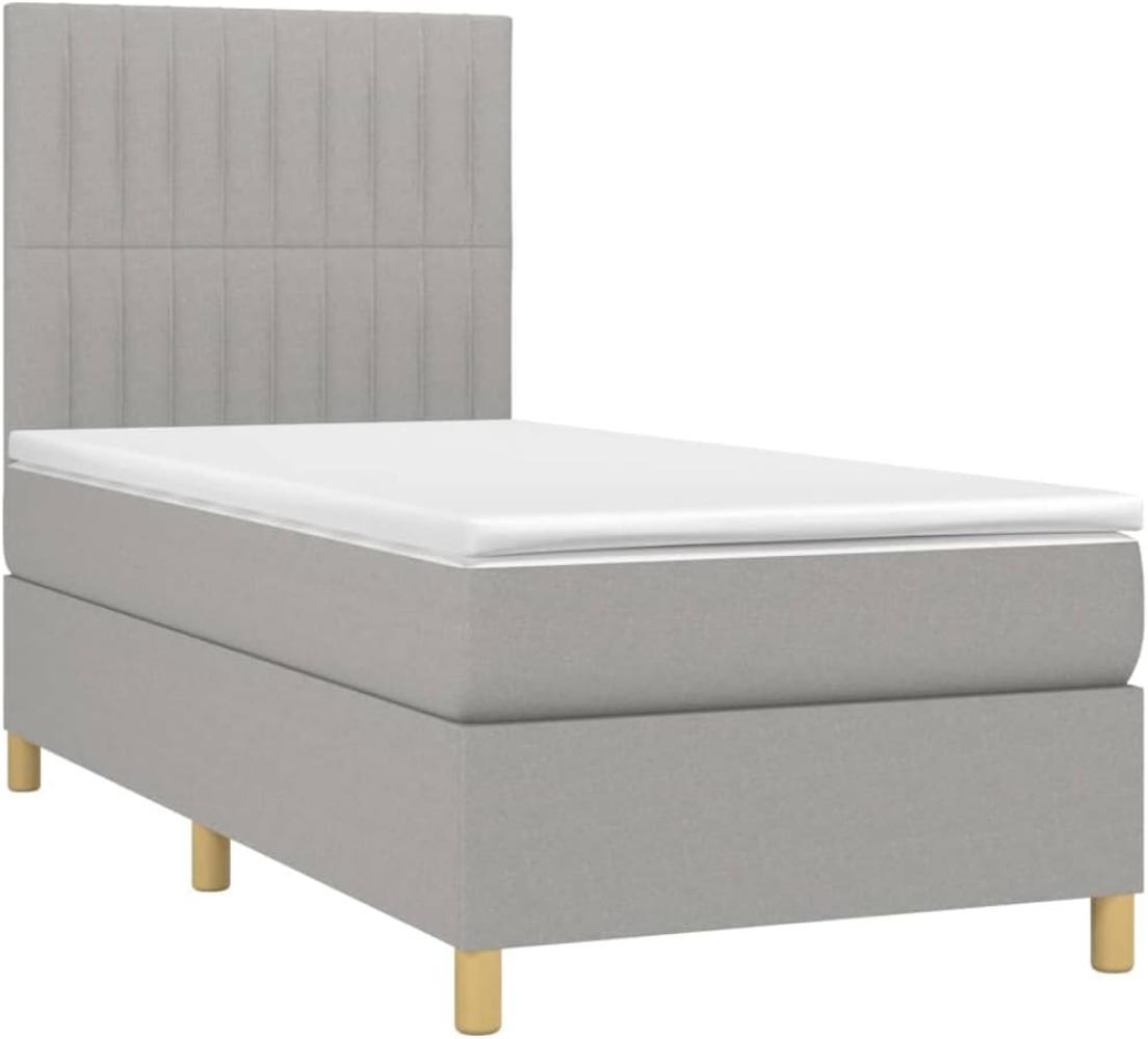 vidaXL Boxspringbett mit Matratze Hellgrau 90x200 cm Stoff, Härtegrad: H2 [3142465] Bild 1