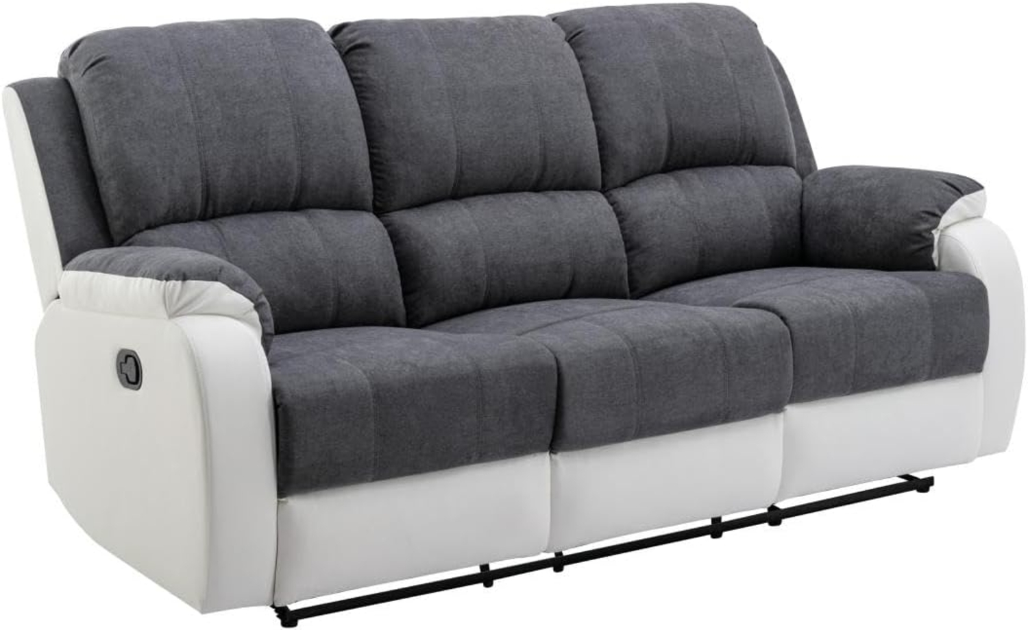 Vente-unique - Relaxsofa 3-Sitzer - Microfaser & Kunstleder - Grau & Weiß - BRODY Bild 1