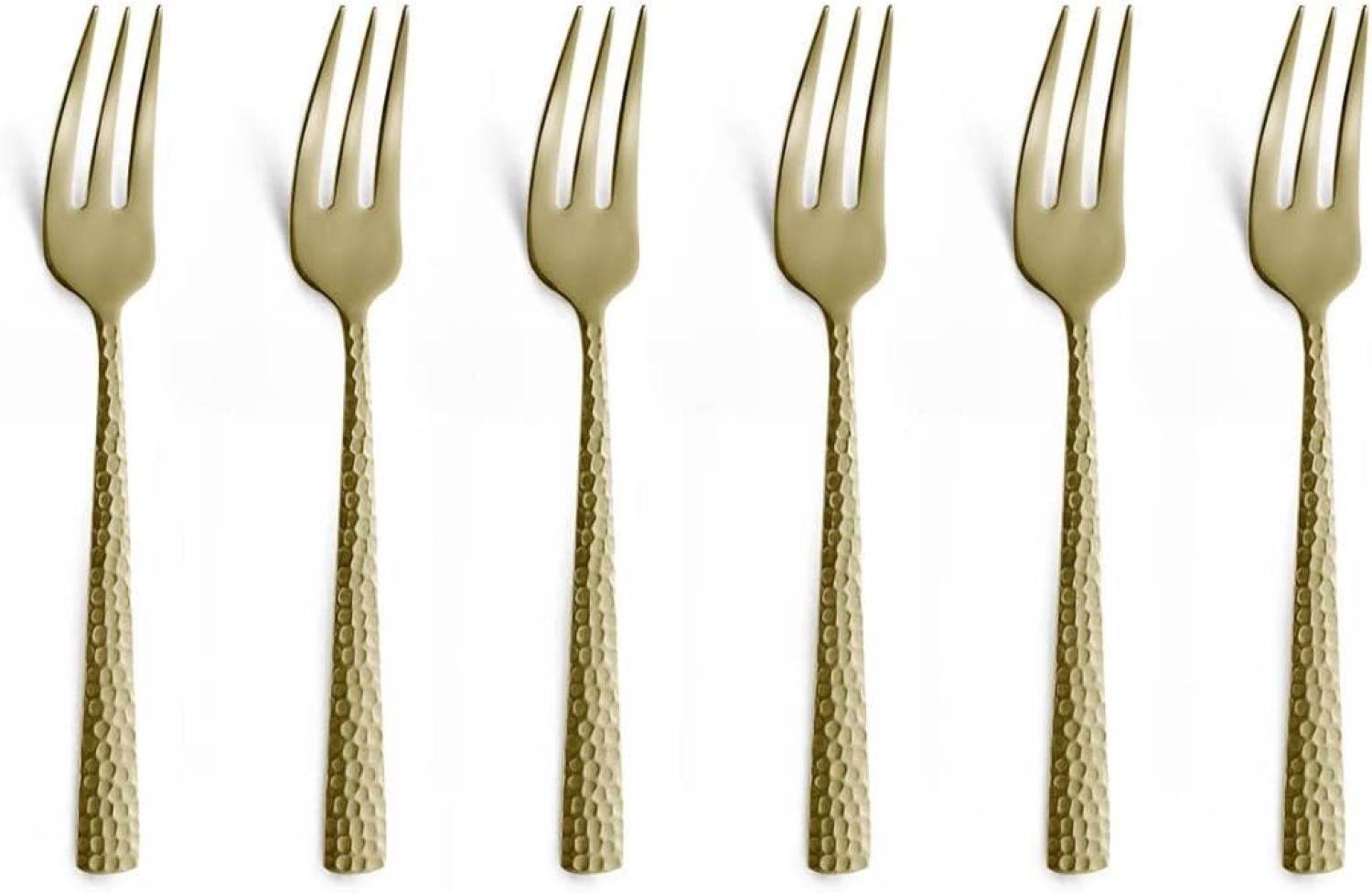 Amefa FELICITY Kuchengabel Set 6-teilig PVD champagner gehämmert Bild 1