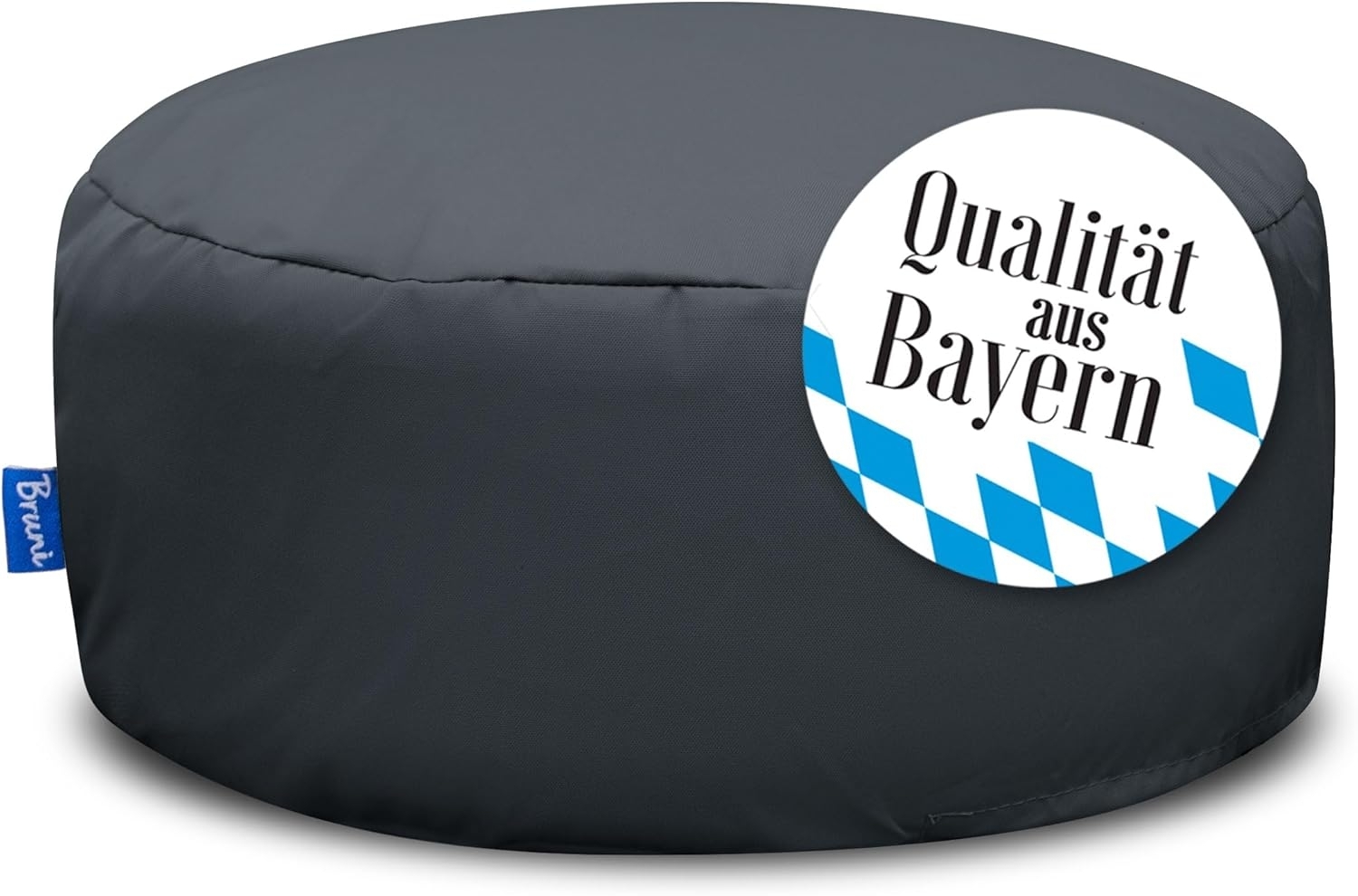 Bruni Pouf Sitzhocker M in Grau – runder Sitzpouf, Indoor und Outdoor als Fußhocker, Yoga-Sitzkissen, Meditationskissen geeignet Bild 1