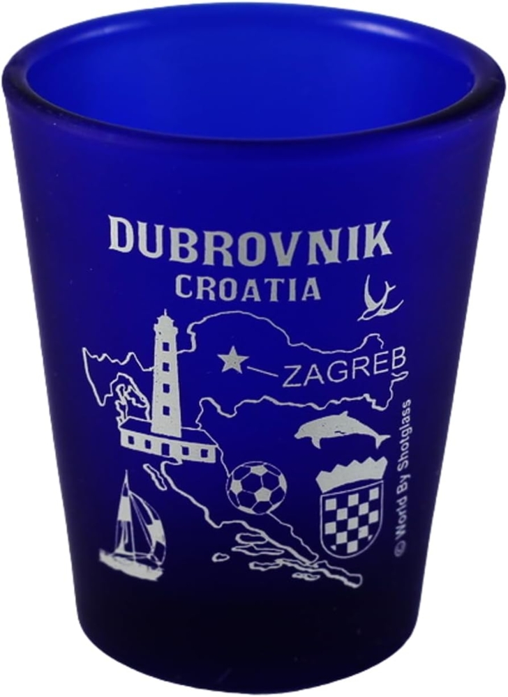 Dubrovnik Croatia Cobalt Blue Frosted Shot Glass by World By Shotglass Bild 1