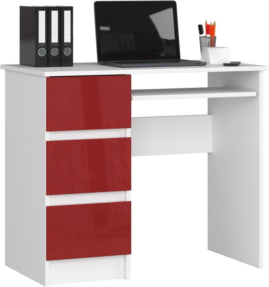 Schreibtisch A-6 mit Tastaturablage und 3 Schubladen Links- oder rechtsseitig, B90 x H77 x T50 cm, 30 kg Bild 1