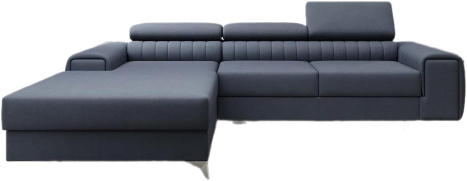 Designer Sofa Melinda mit Schlaf- und Klappfunktion Stoff Blau Links Bild 1