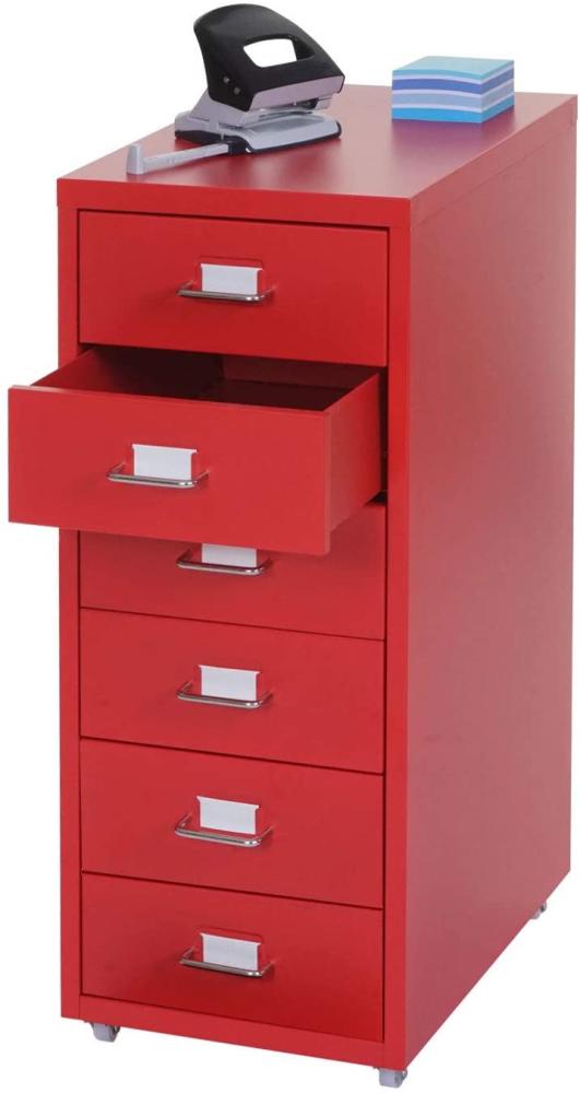 Rollcontainer Boston T851, Schubladenschrank Stahlschrank, 69x28x41cm 6 Schubladen ~ rot Bild 1