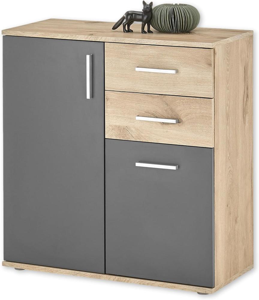 HBZ Kommode BC-Drift-2, Universalschrank Stellmaß BxHxT 80x84x35 cm (1 St), Kommode mit 2 Türen, 2 Schubkästen, 1 Einlegeboden Bild 1