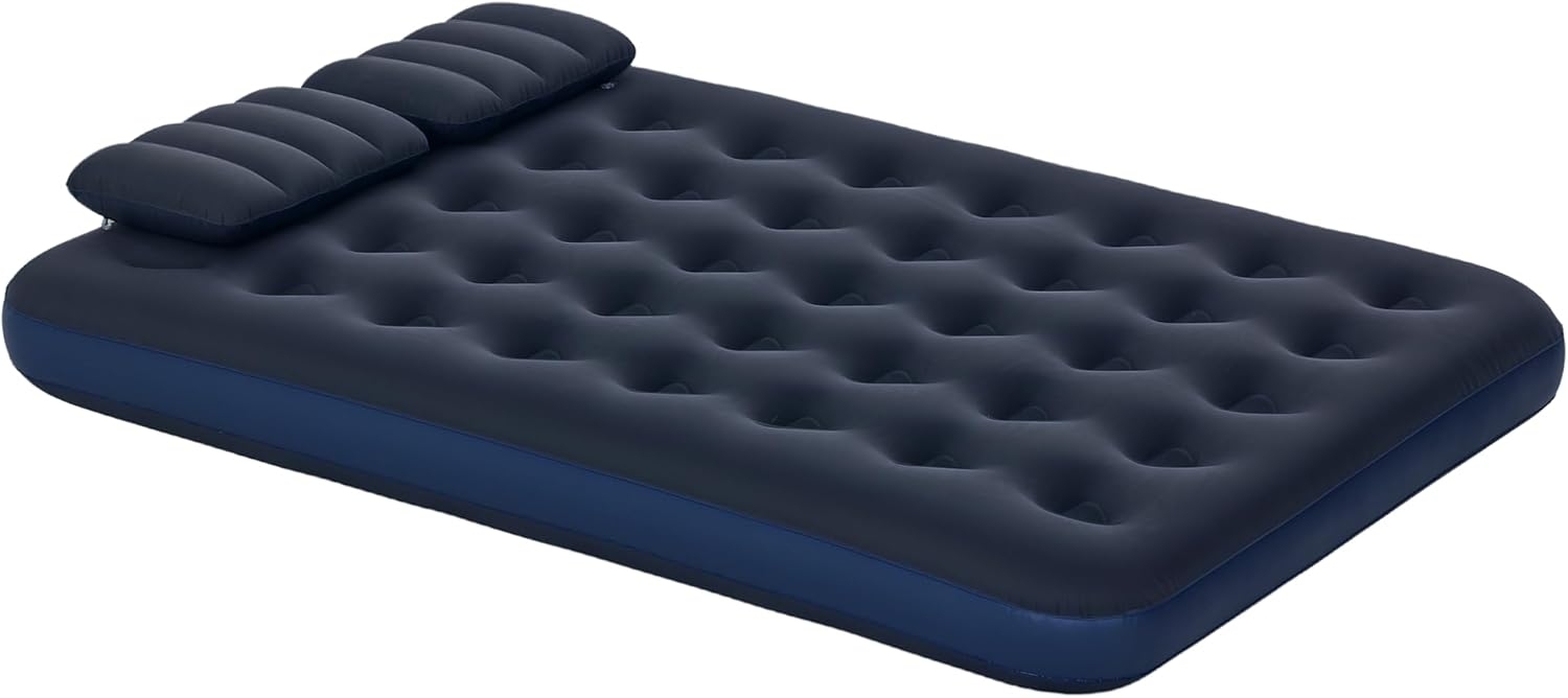 Outsunny Luftbett, Luftmatratze mit Handpumpe, Kopfkissen, Campingbett für 2 Personen, Blau, 203 x 152 x 22 cm Bild 1