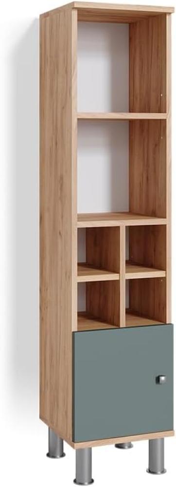 Vicco Midischrank Hochschrank Badschrank Fynn Eiche Grün kleine Tür Badmöbel Bild 1