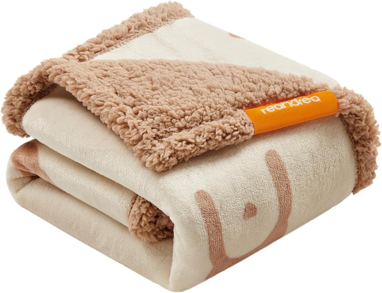 Feandrea wasserdichte Hundedecke, Sherpa Fleece Haustier Decke für Miniaturhunde und kleine Hunde, Katzen, 101 x 73 cm, M, maschinenwaschbar, beidseitiger Sofabezug-Schutz, beige PPB040K01 Bild 1