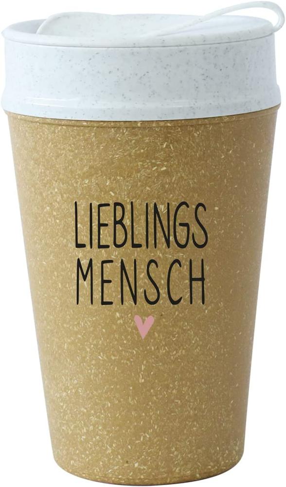 Koziol Thermobecher Iso To Go Lieblingsmensch, Isolierbecher, Kunststoff-Holz-Mix, Nature Wood, 400 ml, 7005119 Bild 1