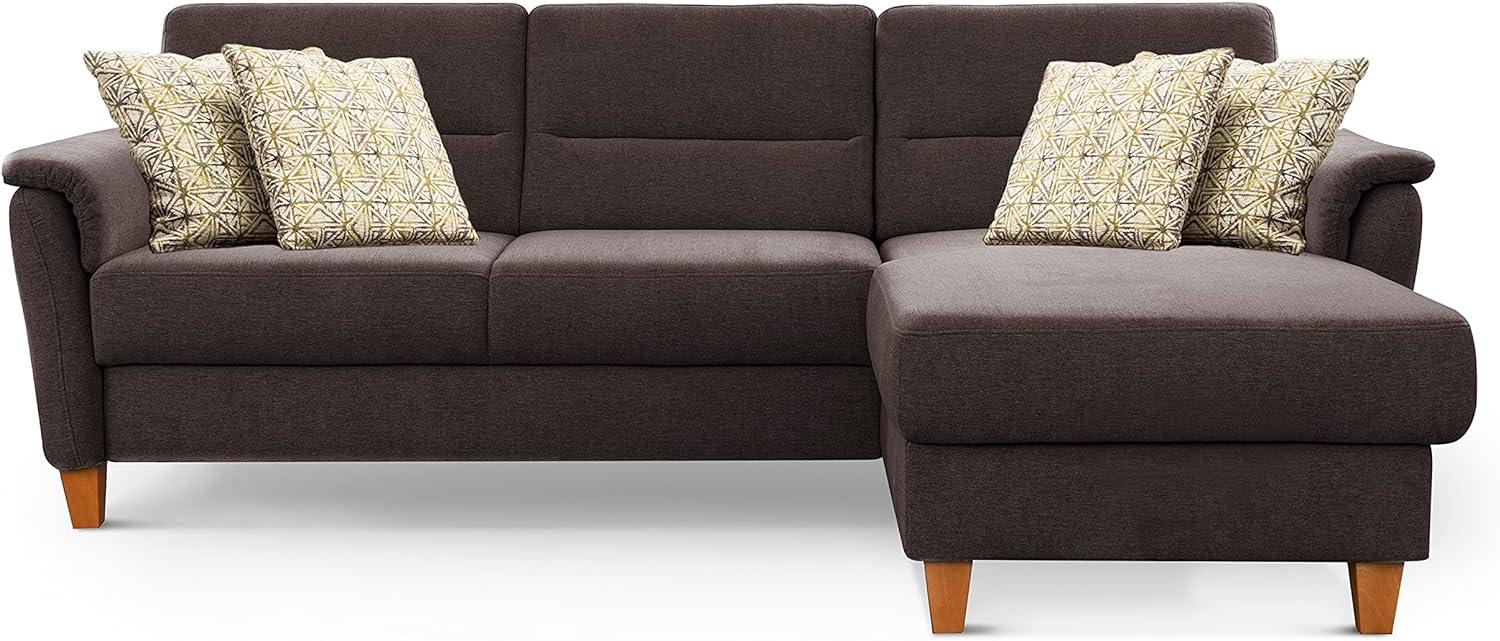 CAVADORE Ecksofa Palera / Federkern-Sofa in L-Form im Landhausstil / 244 x 89 x 163 / Chenille-Bezug, Braun Bild 1