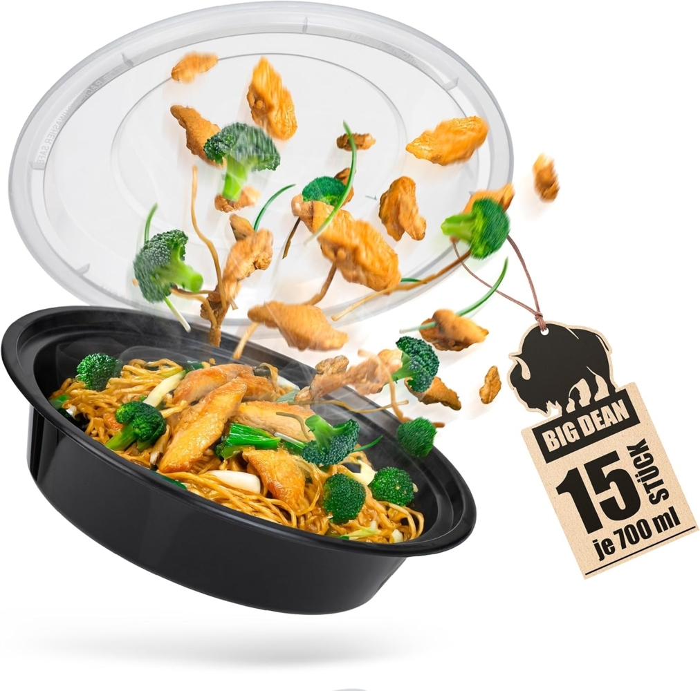 BigDean 15 Stück runde Meal Prep Boxen 700ml BPA frei wiederverwendbar lebensmittelecht Meal Prep Container Essensbox Lunchbox Bild 1