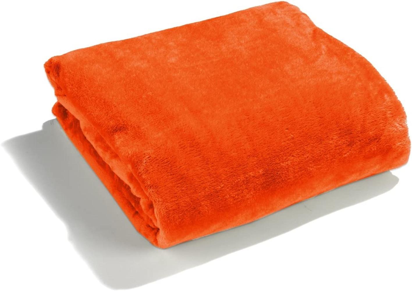 heimtexland große super weiche Kuscheldecke XL HxB 150x200 cm in orange Microfaser Flanelldecke kuschelig warm - fusselfrei - Decke in TOP QUALITÄT Typ176 Bild 1