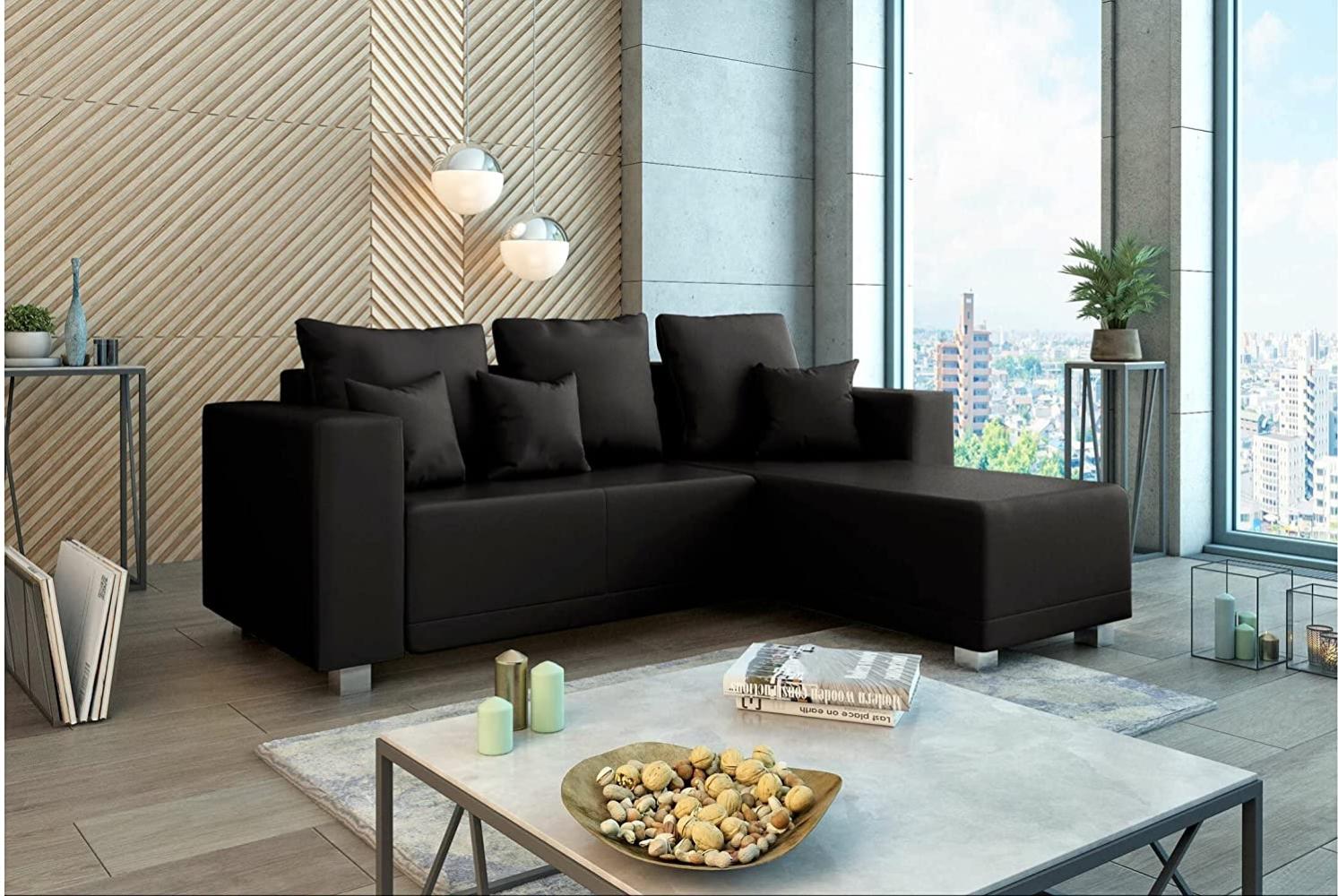 Stylefy Francesca Ecksofa Kunstleder CAYENNE Schwarz Rechts Bild 1
