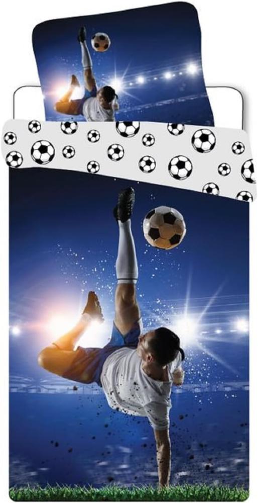 BrandMac Kinderbettwäsche Bettwäsche Fußball Spieler 135 x 200 cm, 100 % Baumwolle Bild 1