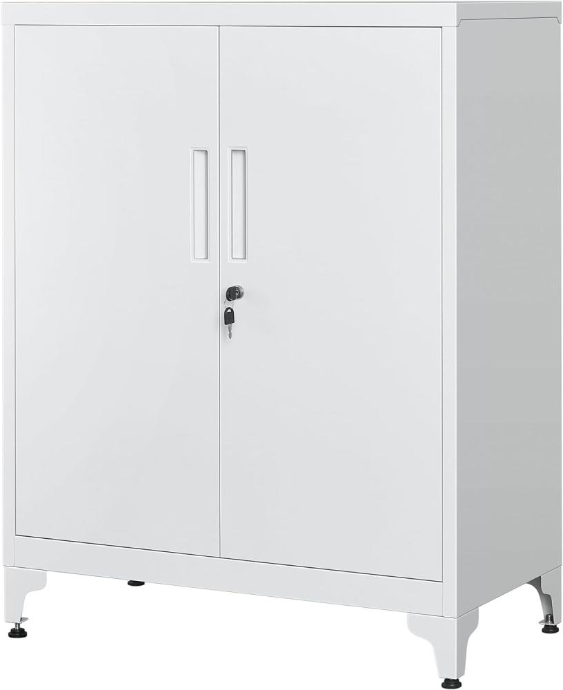 SONGMICS Aktenschrank, Mehrzweckschrank, Büroschrank mit 2 Türen, Stahl, Grau, 40 x 80 x 90 cm Bild 1