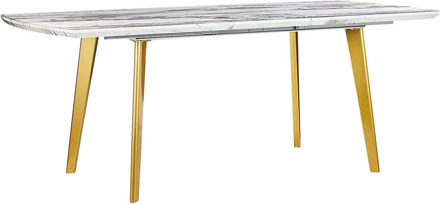 Esstisch Marmor Optik weiß / gold 160 / 200 x 90 cm ausziehbar MOSBY Bild 1