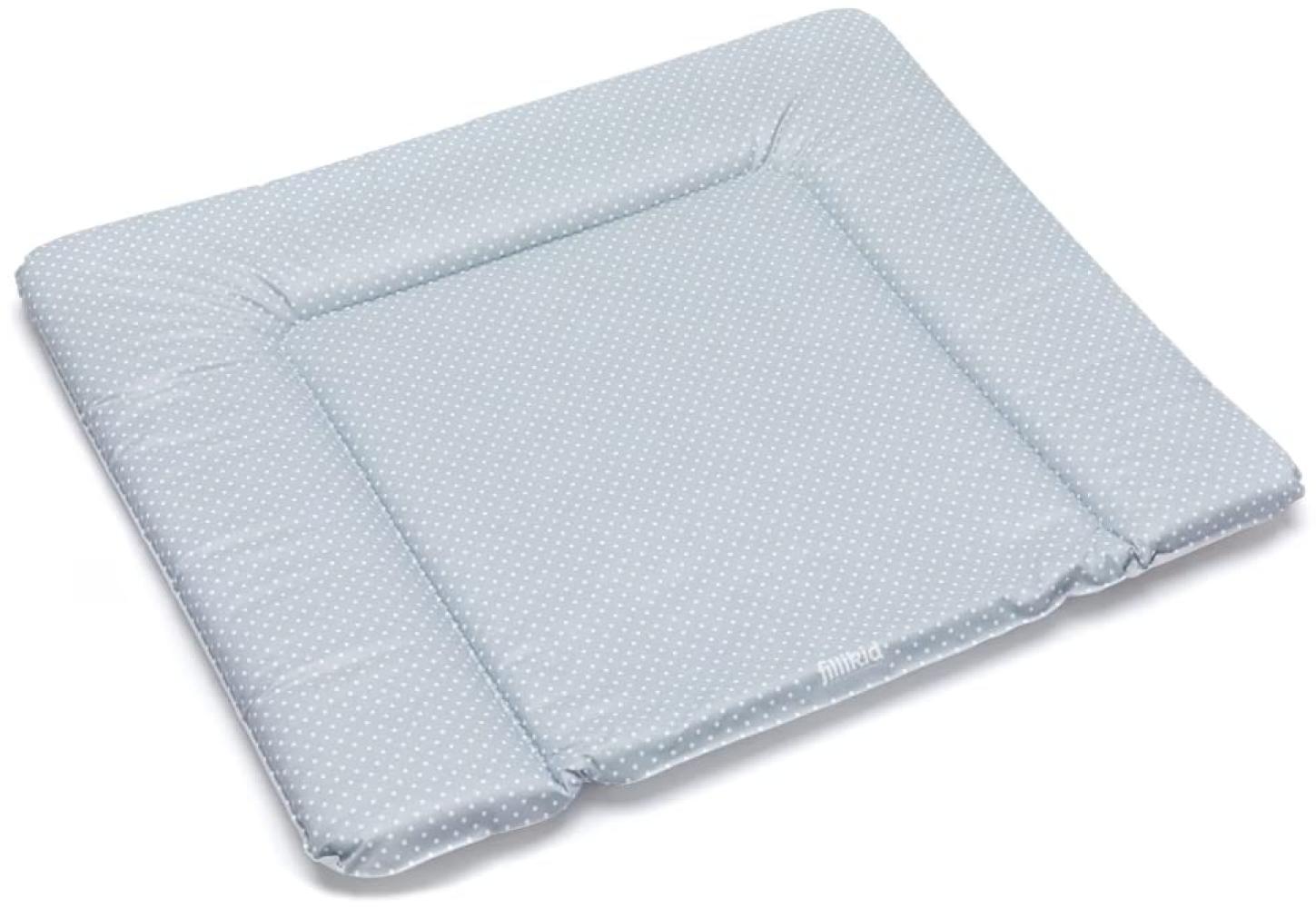 Fillikid Baby Wickelauflage Softy 75x85 cm mit Umrandung, weiche Auflage für Wickelkommode - abwaschbar, kleine Punkte - Grau Bild 1