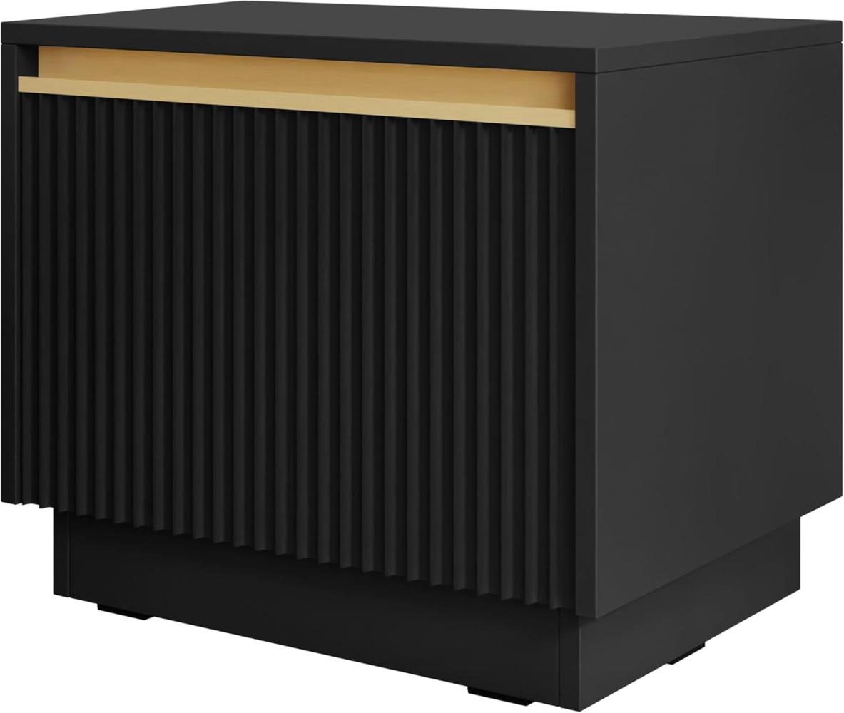 Nachttisch Rumbed S54 mit Schublade (Farbe: Schwarz / Schwarz + Gold Anoda) Bild 1