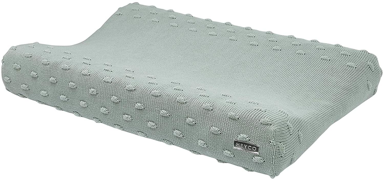 Meyco 2763053a 2-Keil Wickelauflagenbezug Wickelkissenüberzug gestrickt 100% Baumwolle 45x70cm KNOTS Stone Green Bild 1