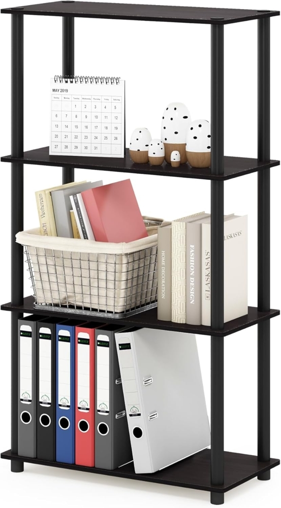 Furinno 4-Ebenen Mehrzweck-Regal, Dunkle Walnuss, 29. 46x29. 46x109. 85 cm Bild 1