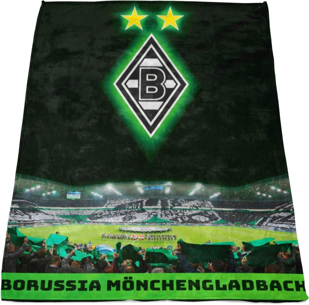 Wohndecke Borussia Mönchengladbach Decke Borussia Park 150x200 cm Kuscheldecke, BERONAGE, passend zur Bettwäsche, ideal für Sofa, Couch, Bett, Auto Bild 1