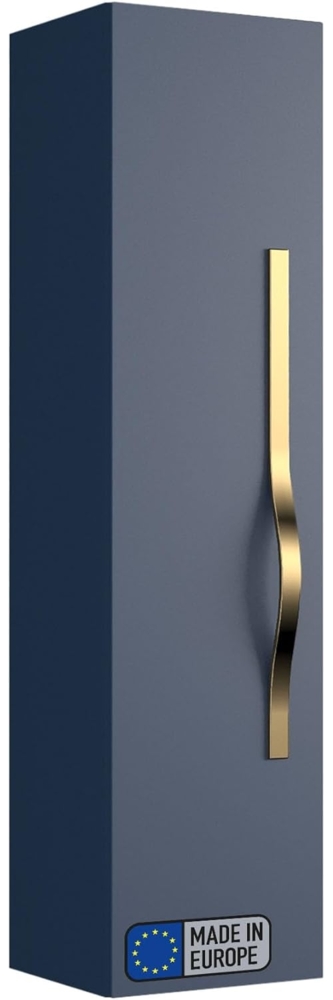 BADEDU FILS Hochschrank 33 cm breit, Blau, Griff Gold Bild 1