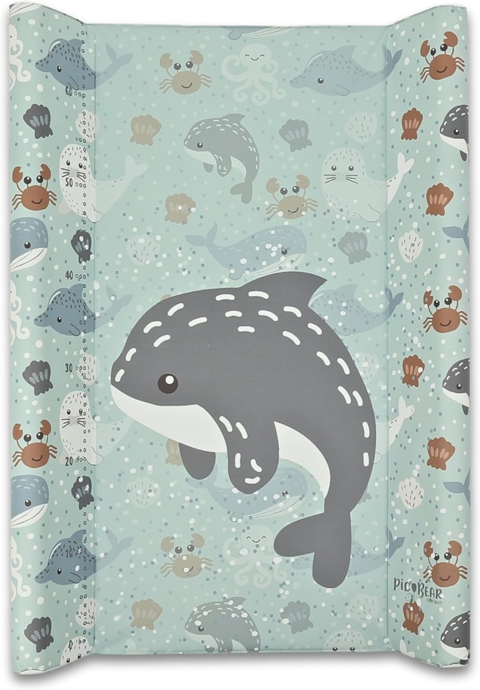 pic Bear Keil Wickelauflage - hochwertige OEKO-TEX Wickeltischauflage - pflegeleichte Wickelunterlage - Auflage Wickelkommode -50 x 70 cm - Sealife Bild 1