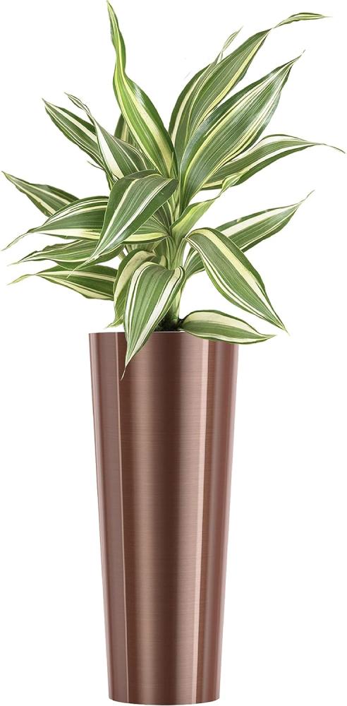 wuuhoo® Pflanzkübel Holly in Silber & Roségold aus Edelstahl - wetterfeste Bodenvase, Blumenkübel frostbeständig für Innen & Außen mit Pflanzeinsatz, Pflanzentopf - Maße: roségold: 32 x 70 cm Bild 1