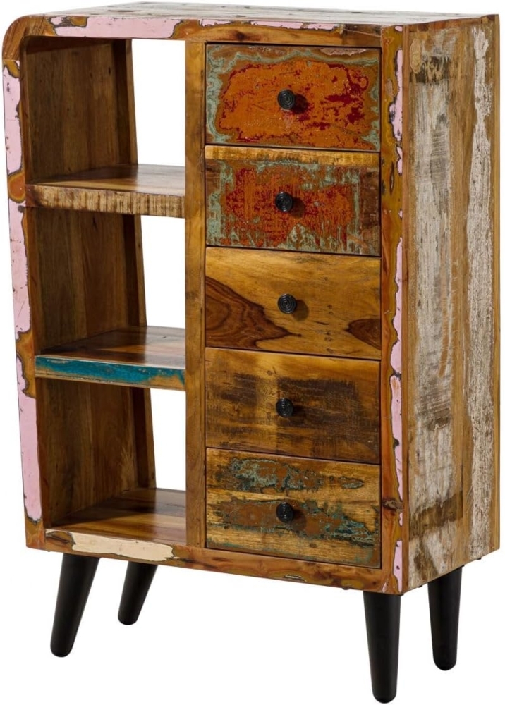 Massivmoebel24 Kommode (Kommode Altholz 79 x 40 x 116 mehrfarbig lackiert SIXTIES #105) Bild 1