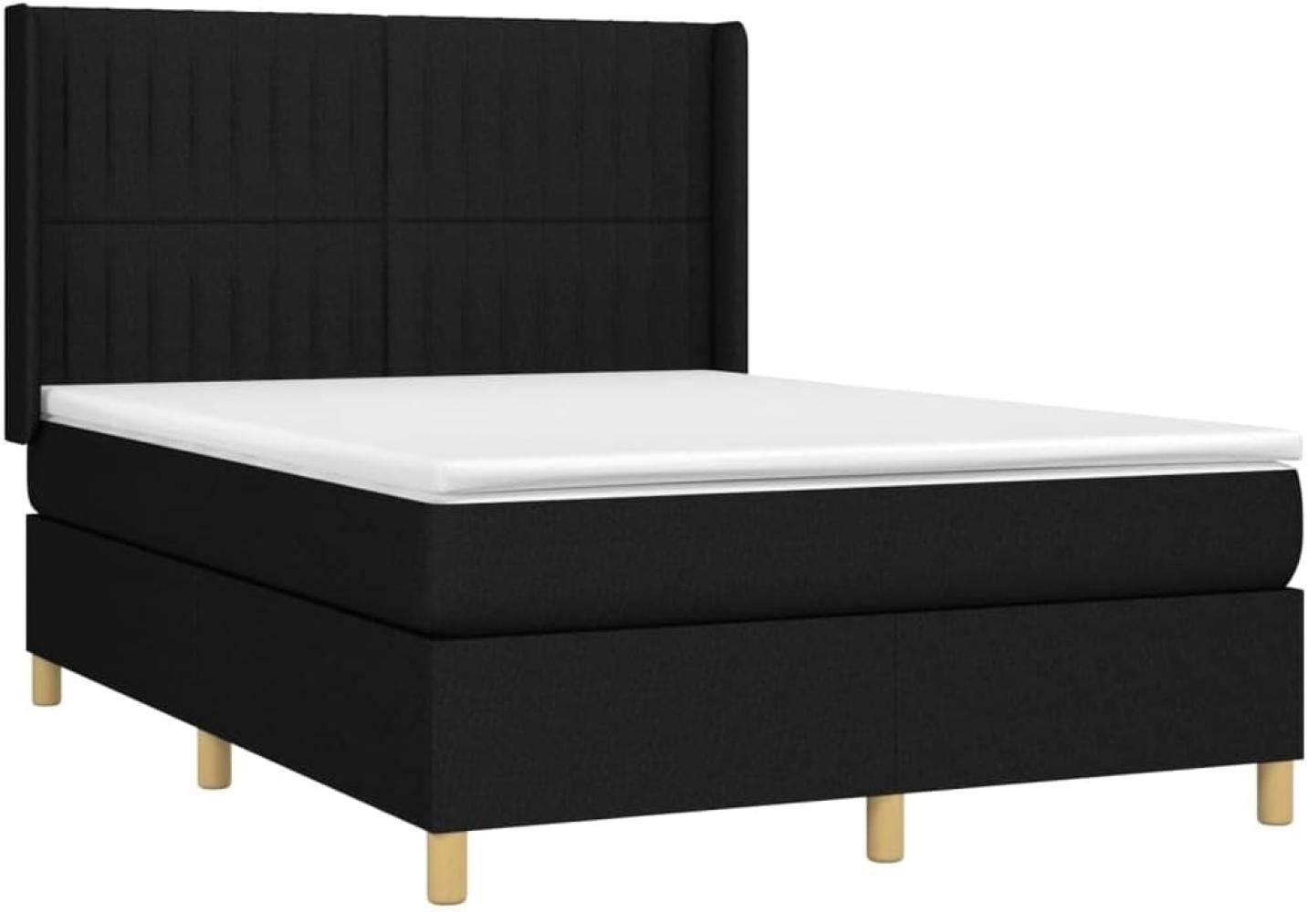 vidaXL Boxspringbett mit Matratze Schwarz 140x200 cm Stoff 3132155 Bild 1