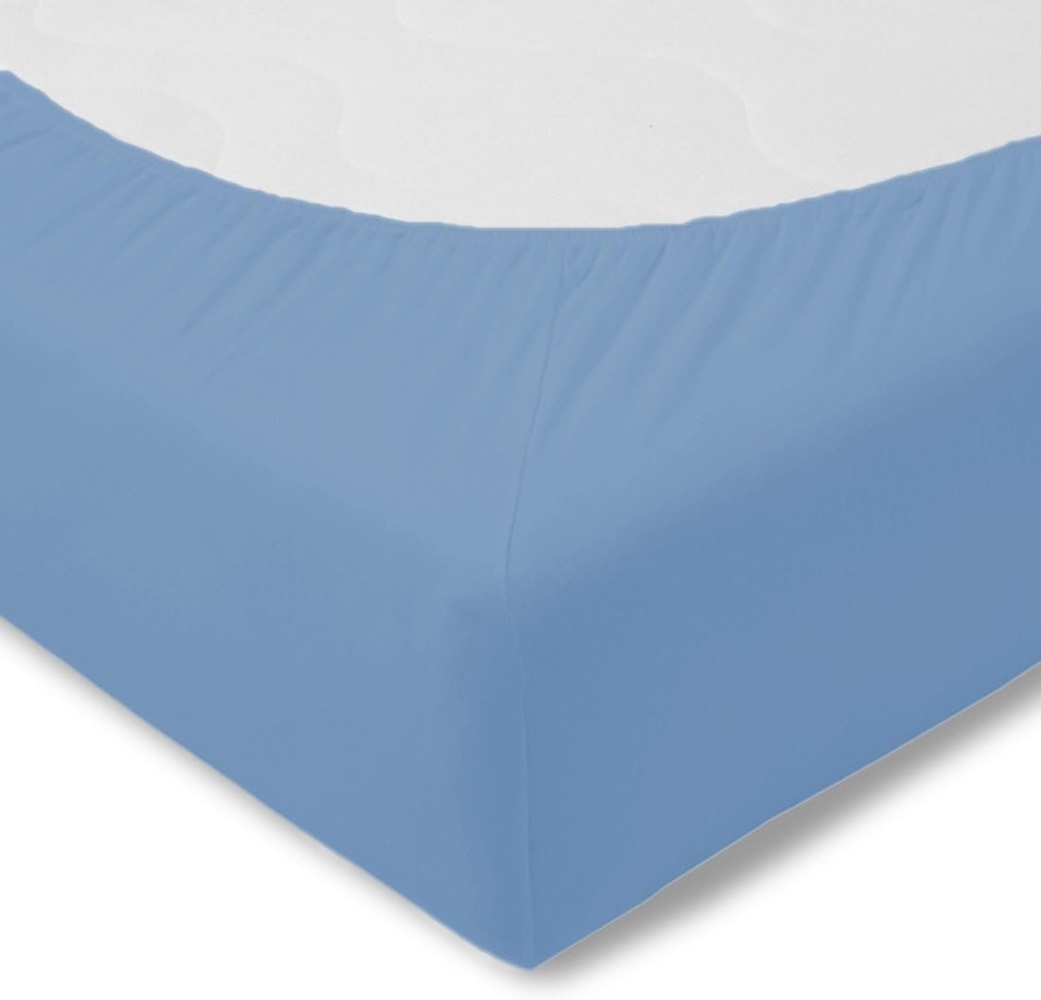 Kneer Easy-Stretch Spannbetttuch 90x190 - 100x220 cm blau (36) Bild 1