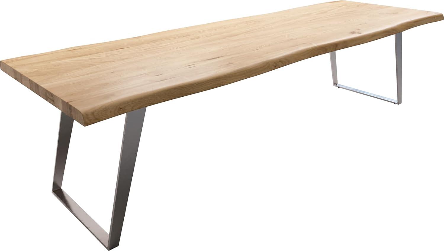 Esstisch Edge 300x100 Eiche Natur Edelstahl Schräg Live-Edge Bild 1