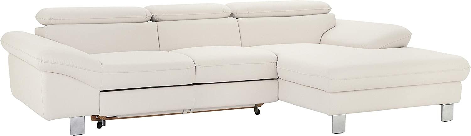 Mivano Ecksofa Driver mit Recamiere rechts, Ledercouch mit Bettfunktion und Bettkasten / Inkl. verstellbare Kopfstützen, 268 x 73 x 169, Kunstleder, Weiß Bild 1